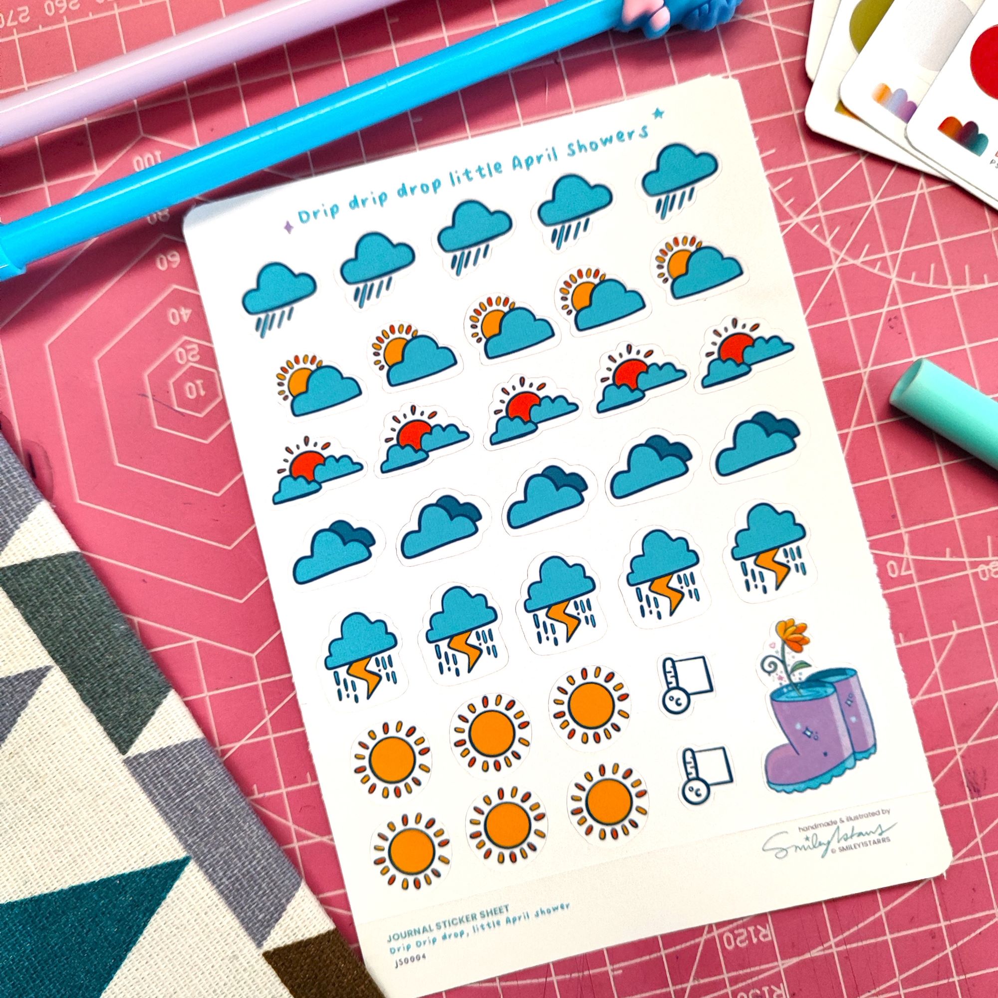 Drip drip drop little April showers journal sticker sheet