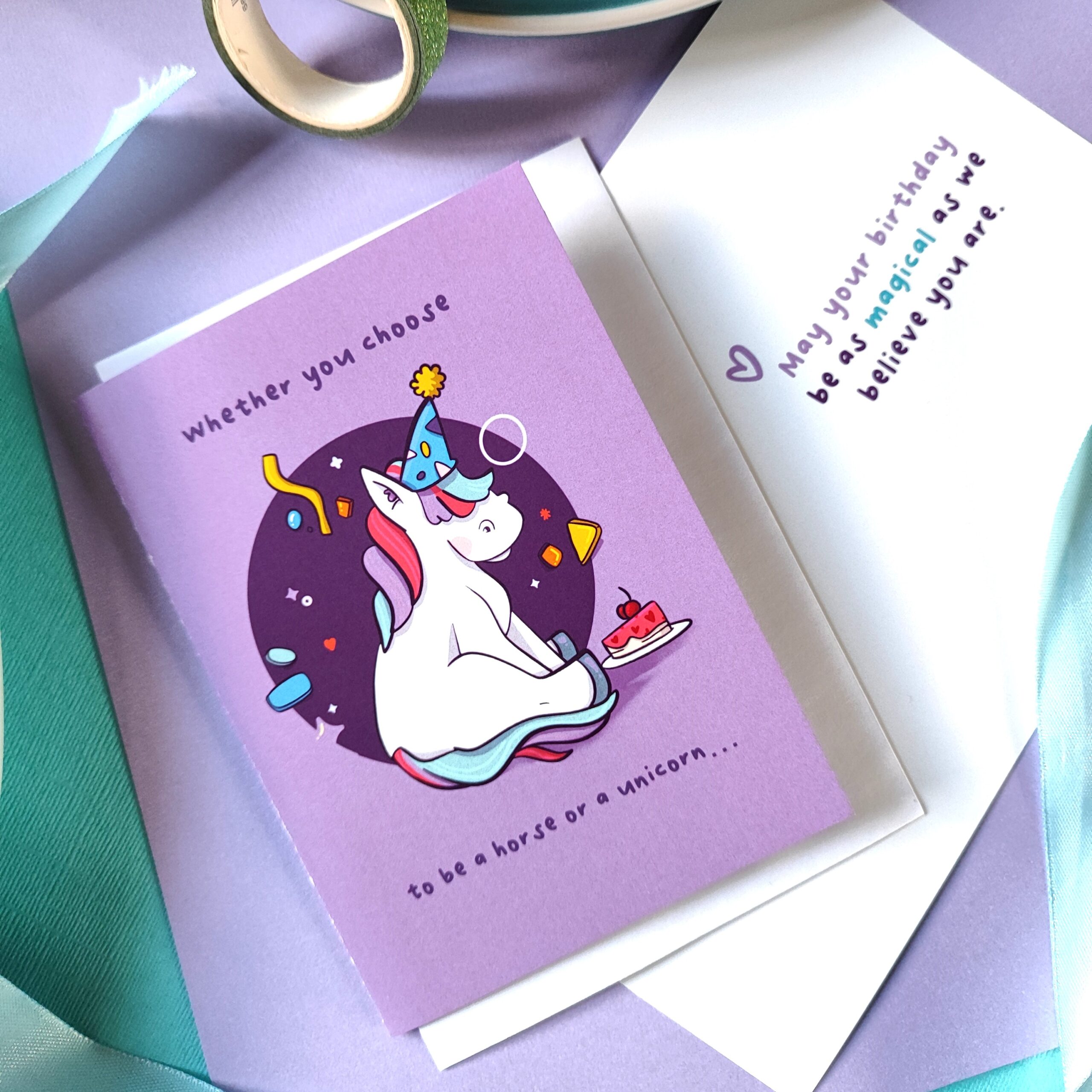 Whether you choose to be a horse or a unicorn greeting card