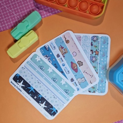 washi tape sample patterns in cat, star and cute fairy theme, handmade in south africa by smiley1starrs