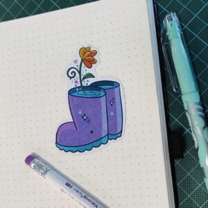 Novelty sticker with cute quote - April showers... Colourful die cut sticker perfect for planning, journalling or sticker books