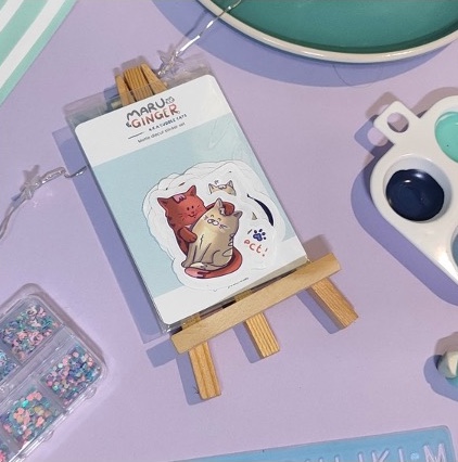 Die cut Cuddle cat sticker set - 8 stickers in assorted sizes perfect for journals and planners, cute cat designs, easy peel and stick